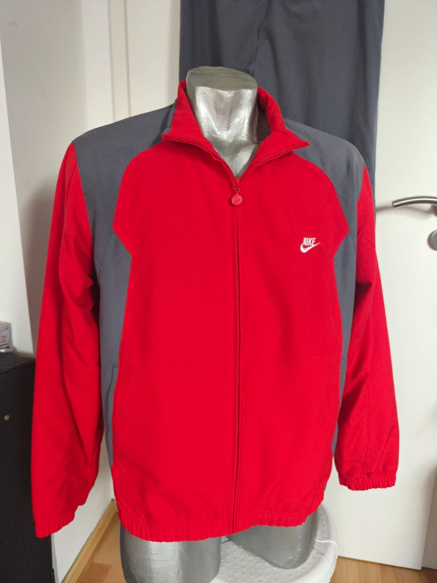 Vintage Nike Trainingsanzug Herren L Rot Grau Tracksuit Jacke Hose Retro Y2K