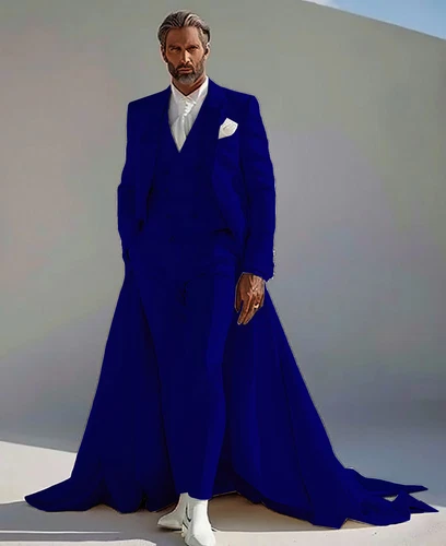 Men's suit wedding dress single breasted peak lapel cocktail long tail dress - Picture 31 of 31