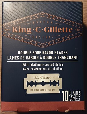 King C Gillette Double Edge Razor Blade Refills 10 Count Box