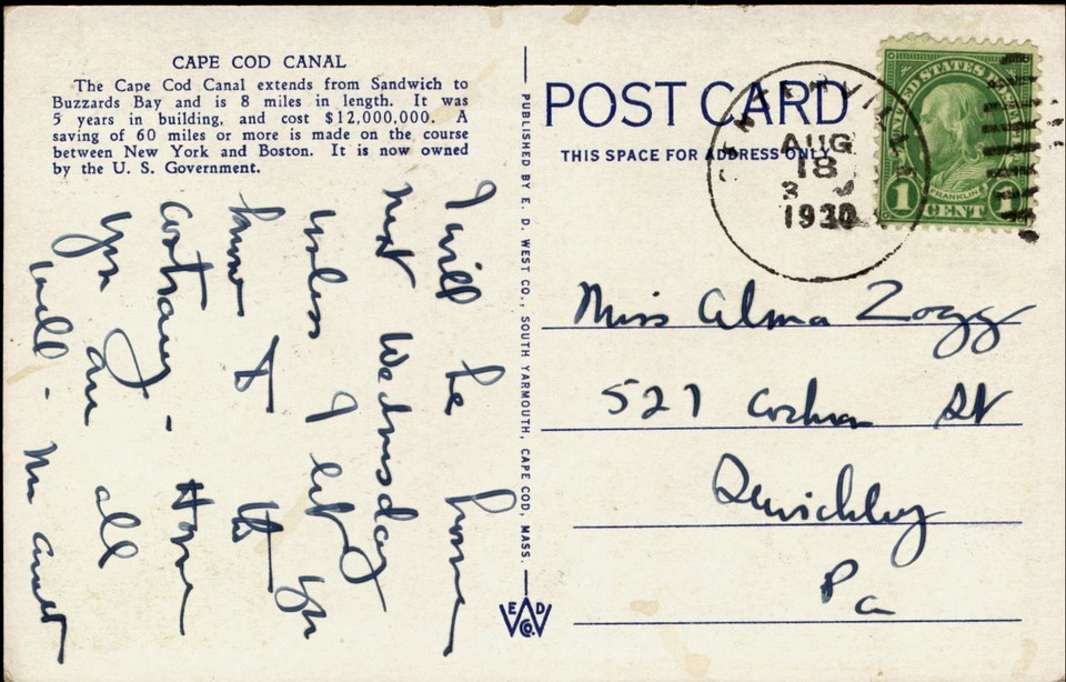 Boston to New York steamer night moonCape Cod Canal MA to ALMA ZOGG