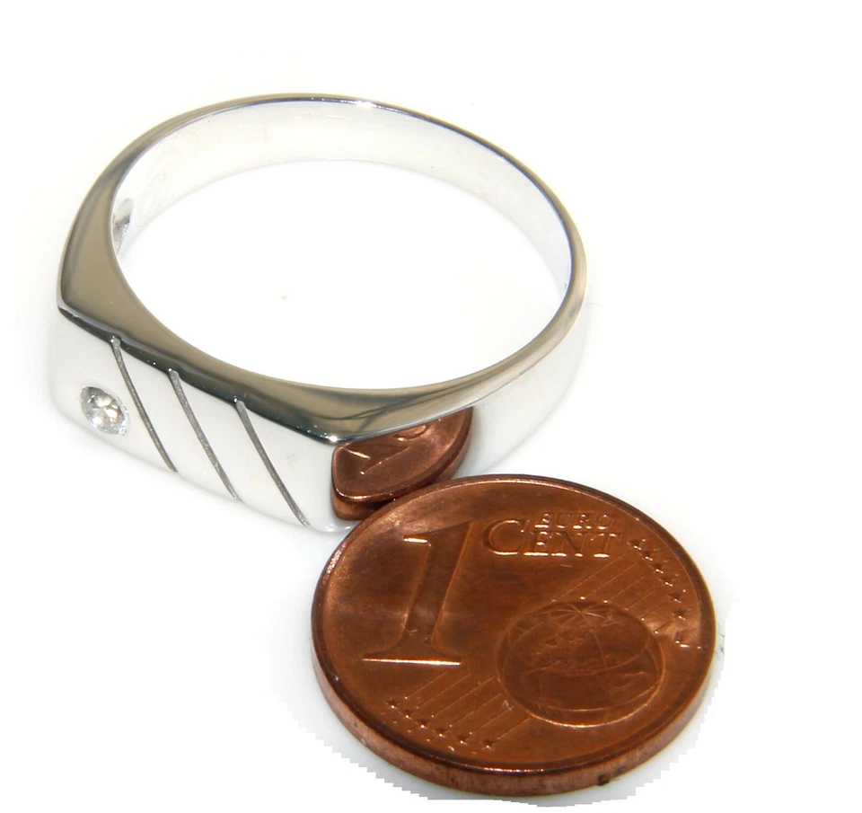 anello argento 925 scudo chevalier rettangolare con zircone bianco per uomo - Immagine 4 di 4