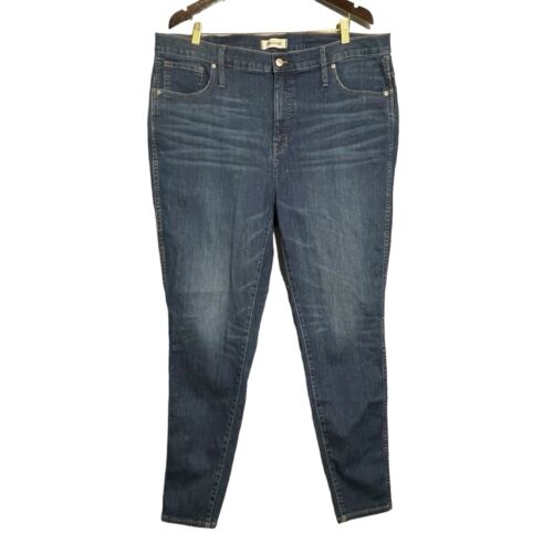 Madewell Skinny Jeans High Rise 10” Women 35T Tall Distressed Moto Biker Faded