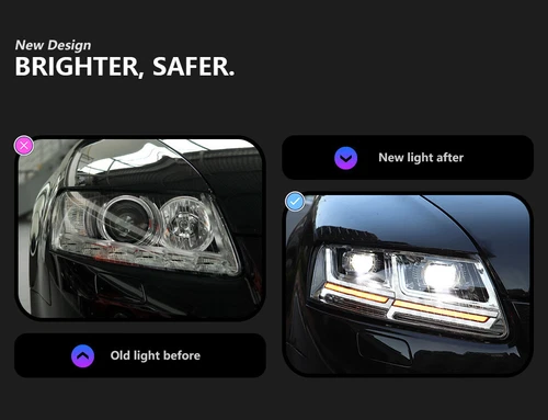 For 2004-2011 Audi A6 A6L C6 S6 LED DRL Headlights With Sequential Turn Signal - Picture 4 of 9