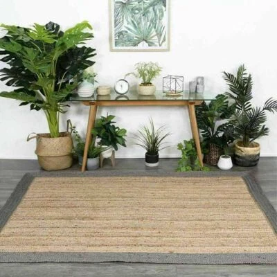 Teppich Jute Quadratisch Beige Natur Hand Geflochtene Landhaus Bereich - Bild 1 von 4