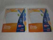 AVERY 11200 5 TAB INSERTABLE STYLE EDGE PLASTIC DIVIDERS LOT OF 2 PACKS