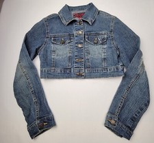Star Jean Jacket Cropped Womens / Junior Size Small Long Sleeve Pit To Pit 16in
