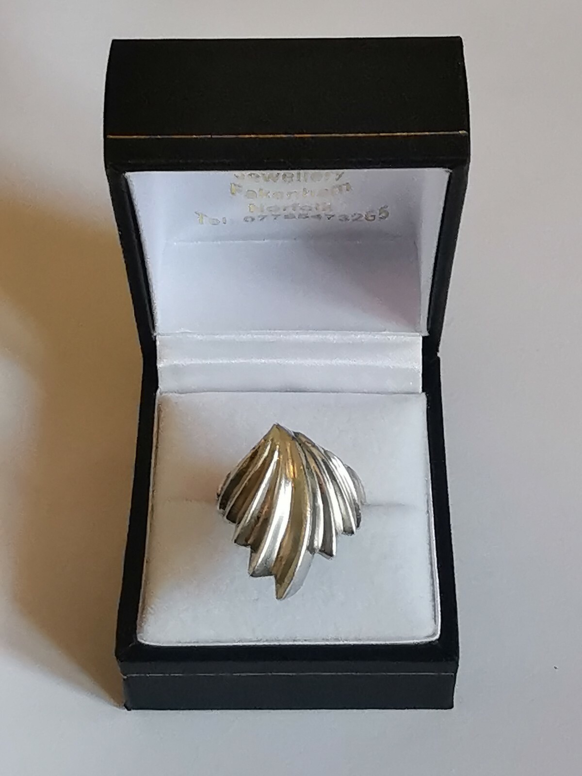 LARGE SILVER STATEMENT RING 925 FAN shaped CONTEM… - image 3