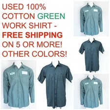 Used Work Shirts 100% Cotton GREEN Cintas, Redkap, Unifirst, G&K