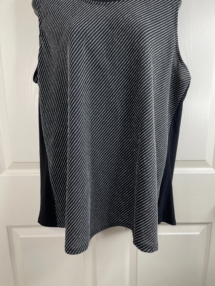 Camiseta sin mangas Suzie in the City para mujer talla grande 2X negra plateada elástica Foto 4 de 4