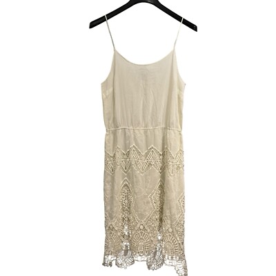 vince camuto crochet dress Womens M White Open Knit Asymmetrical Midi Coastal sky blue evening dress airy and beautifully textured Garvee 3 Drawer Dresser, Womens clothing Waist Size:28