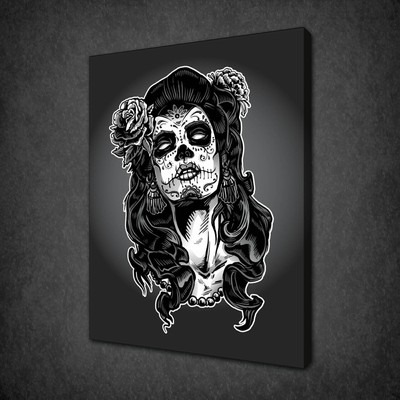 Sugar Skull Face Woman Grunge Gothic Canvas Wall Art Print Picture Ready To Hang Ebay