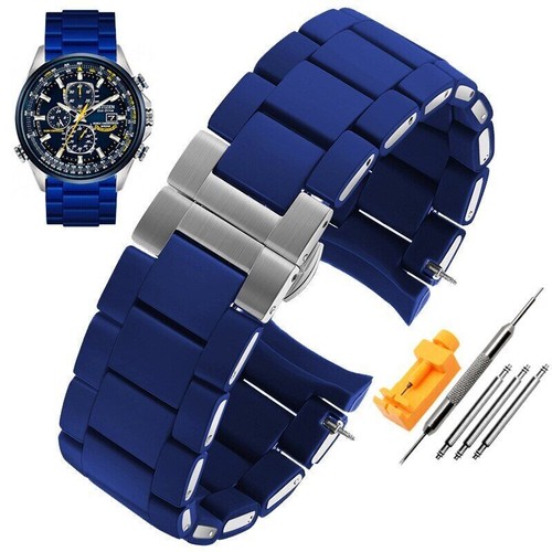 22 23mm Silicone Rubber Watchband Strap For Citizen AT8020 JY8035 Blue Angel New - Picture 17 of 19