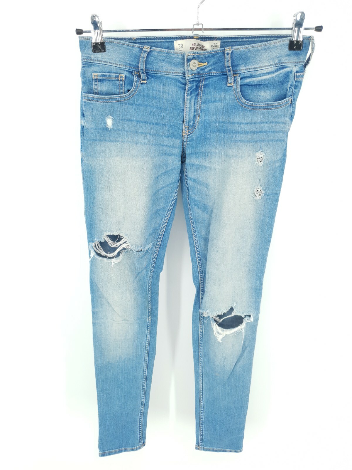 Hollister Skinny Jeans Womens 3R Juniors Super  Stretch High Rise Distressed-image