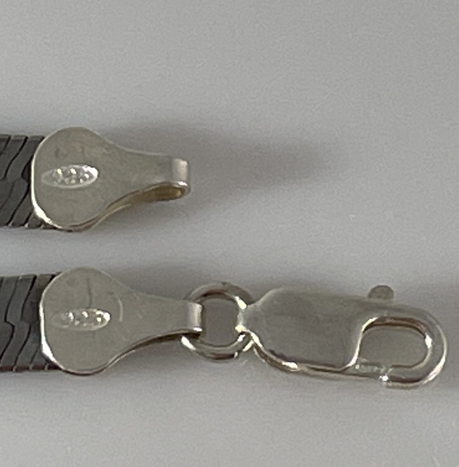 925 Sterling Silver Engine Turned Herringbone Cha… - image 5