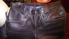 40's 50's PANTS LEATHER HARLEY INDIAN ETC.. S 32X30 ZIP WORKS MADE.IN FRANCE