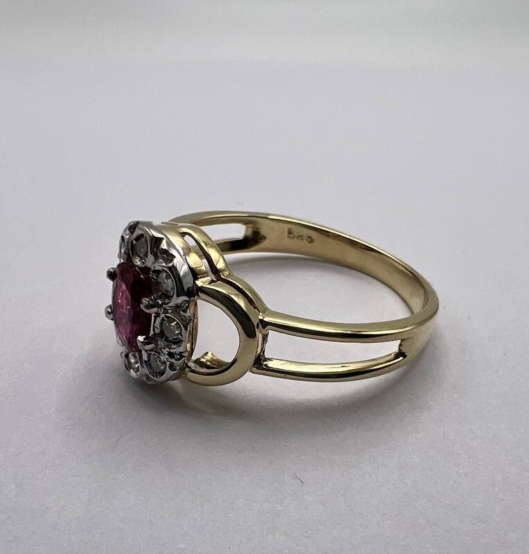 🟥Smart Entourage Ring Ruby 0.35ct. Diamond. 585.… - image 10