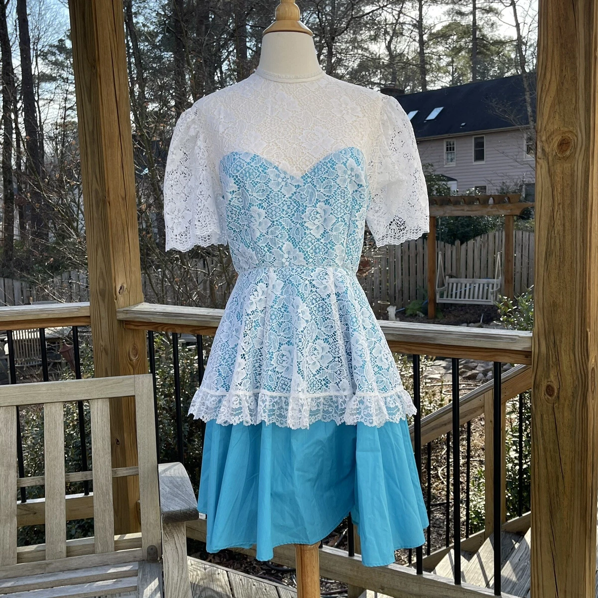 White lace circle skirt dress cheap