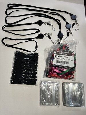 ID holders and lanyard lot Stationery King retractable