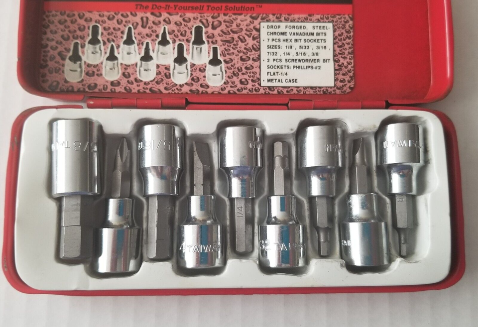 Michigan Industrial Tool 10 pc 3/8" Dr. Hex Bit Socket Set 1360 Vintage