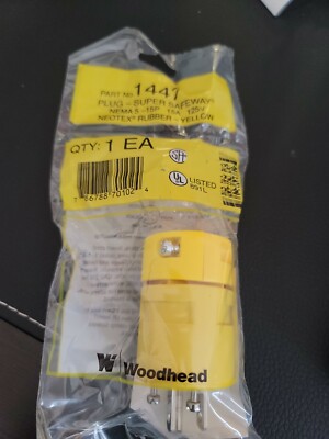NEW WOODHEAD 1447 PLUG SUPER SAFEWAY NEOTEX RUBBER YELLOW