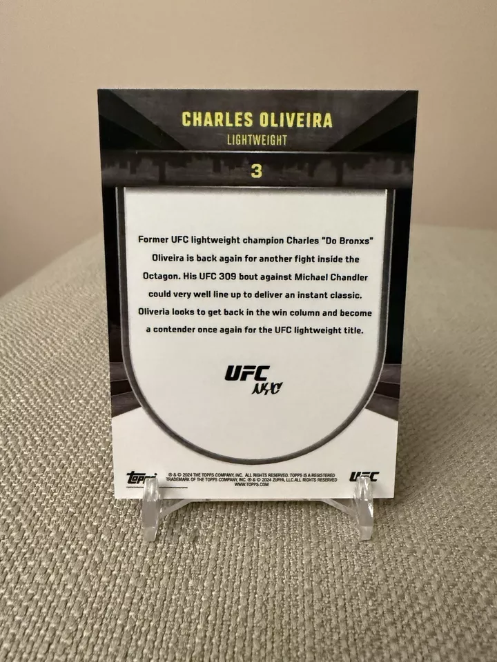 2024 TOPPS UFC NYC Trading Card Charles Oliveira Blue Parallel #45/49 - Image 2 of 2