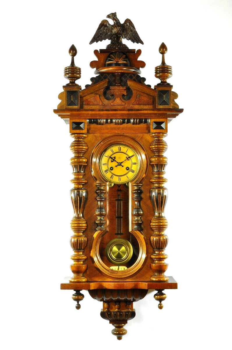 Amazing Antique German Junghans Keyhole Spring Driven Wall Clock