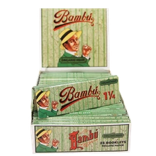 Full Sealed Box of Bambu Organic Hemp Cigarette Rolling Papers 1 1/4 /25 Booklet
