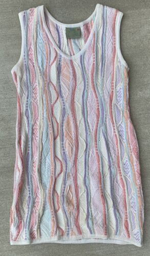 Vintage Coogi Sleeveless Sweater Dress Mini Multicolor Pastel Size L - Picture 8 of 24