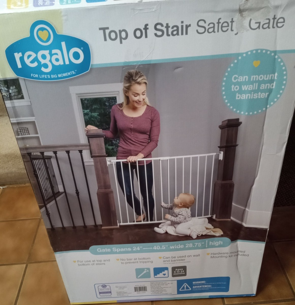 Regalo Extra Wide Stairway and Hallway Walk Through Baby Safety Gate -1250DS