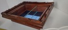 Vintage Curio Display shelf Wood Walnut Glass Shelves Mirror Back 15" 
