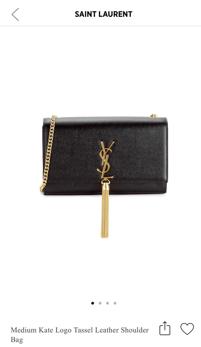 New Auth Saint Laurent Ysl Kate Medium Black Leather Tassel Shoulder Bag  $2350 | Ebay