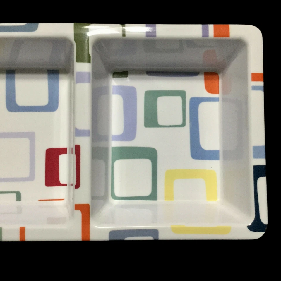 Bandeja para servir bocadillos Precio secciones divididas cuadrados abstractos modernos multicolor Foto 4 de 4