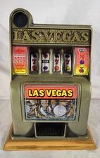 VTG Las Vegas Mini Slot Machine Toy Gambling Bank Tested 11" ST33