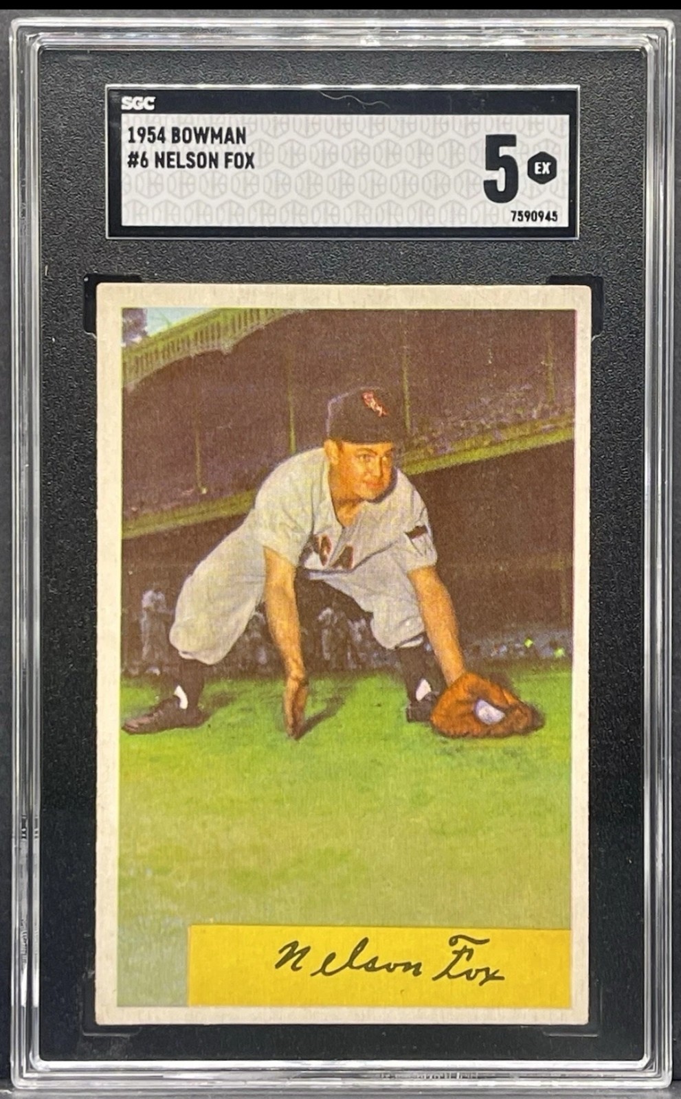 1954 Bowman Baseball #6 Nelson Nellie Fox White Sox HOF SGC 5 EX Nice Eye Appeal