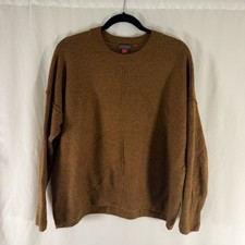 Vince Camuto Sweater Women's Large Brown Knit Crew Neck Pullover Stretch