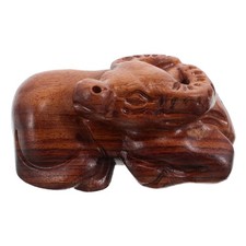  Ox Statue Desktop Wooden Figurine Chinese Ornament Bull Keychain