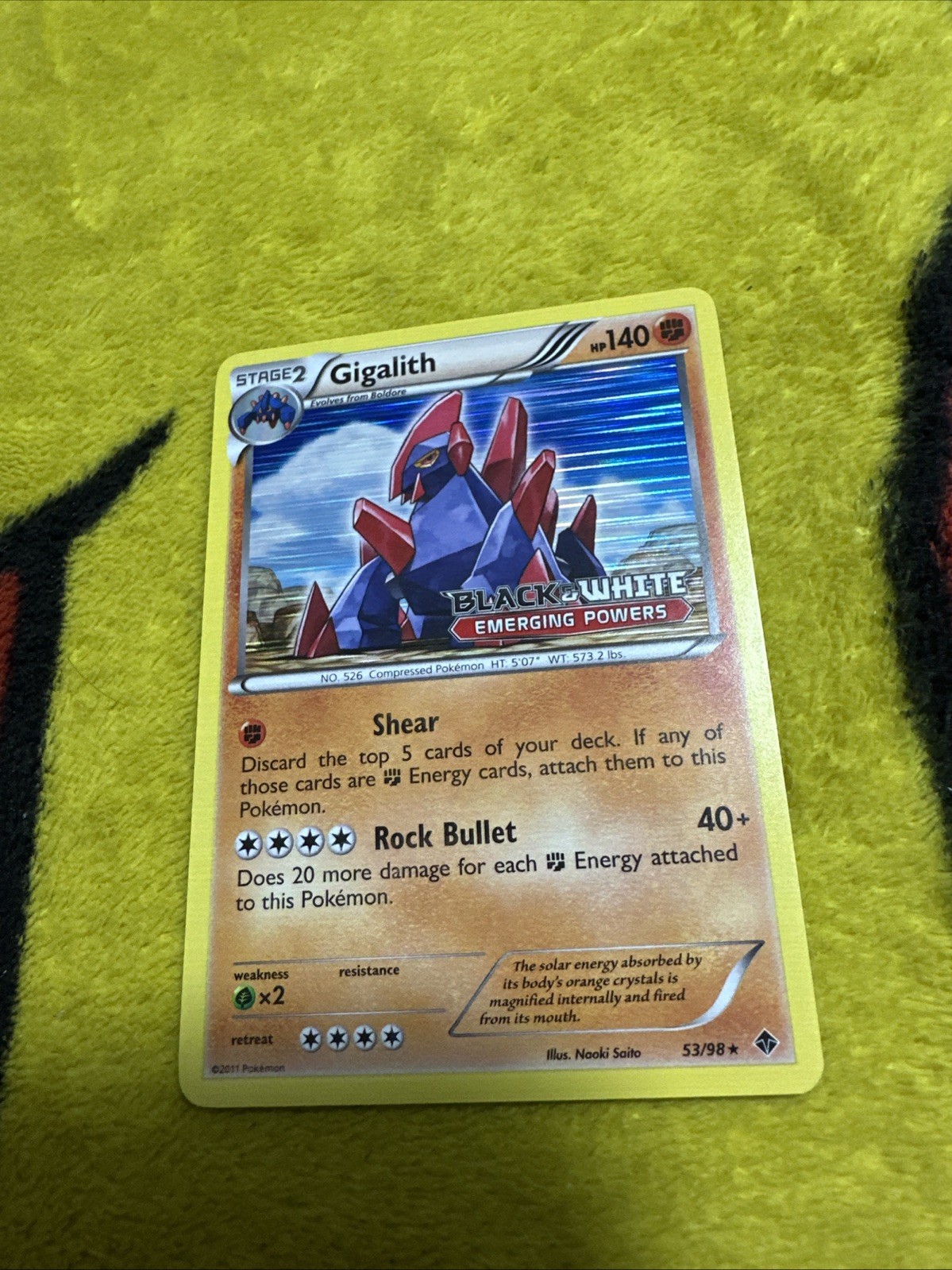 Pokemon Emerging Powers Holo Pre Release Stamp Gigalith 53/98 NM/M