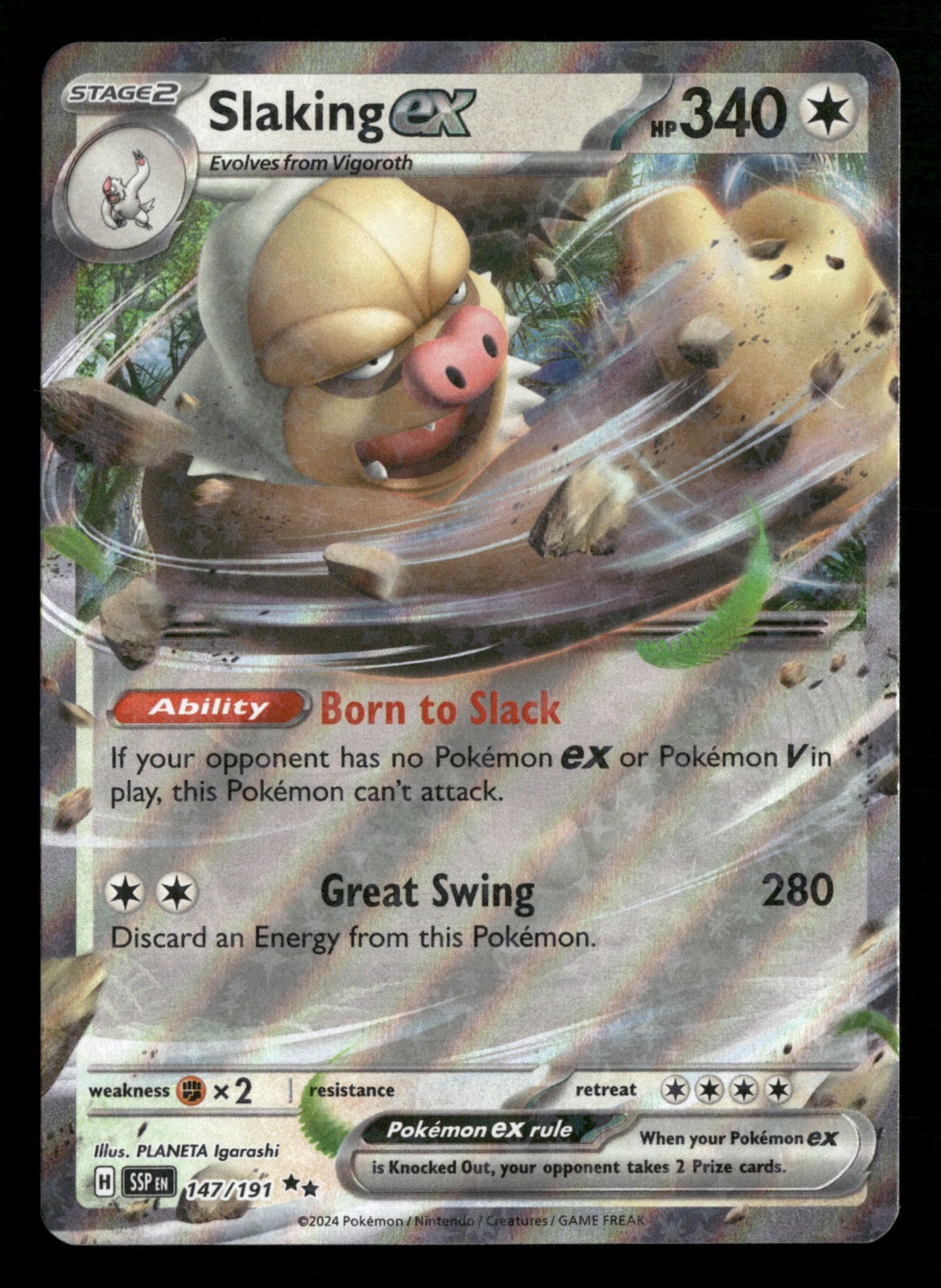 Slaking ex - 147/191 - Ultra Rare - Surging Sparks - Pokemon Card - NM/M