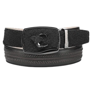 Cuadra Men's Black Stingray Woven Western Belt  BC475