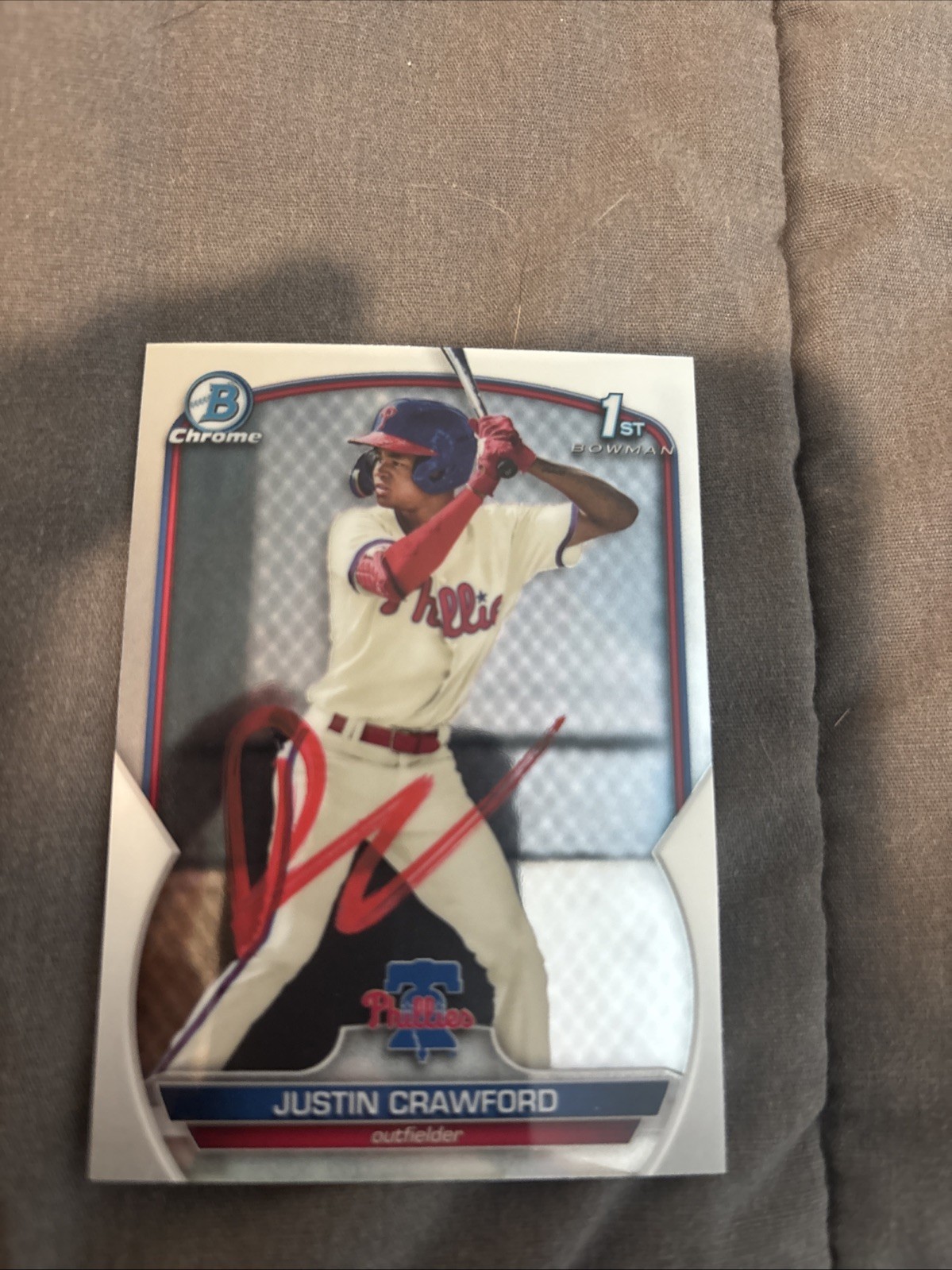 2023 Bowman Chrome Signed  Justin Crawford Chrome Auto 1st #BCP-3 Phillies GTP