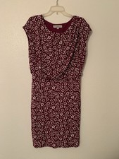 LOFT Maroon Floral Dress - Size M