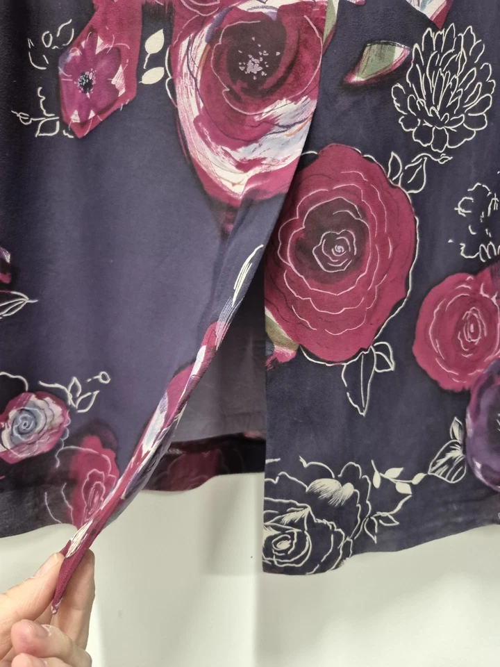 Vintage LAURA ASHLEY DRESS UK8 EU34 US4 silk floral lined cap sleeve slim V Neck - Image 3 of 4