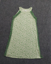 J Jill Halter Dress Womens Medium Green Floral Sleeveless Stretch Shift