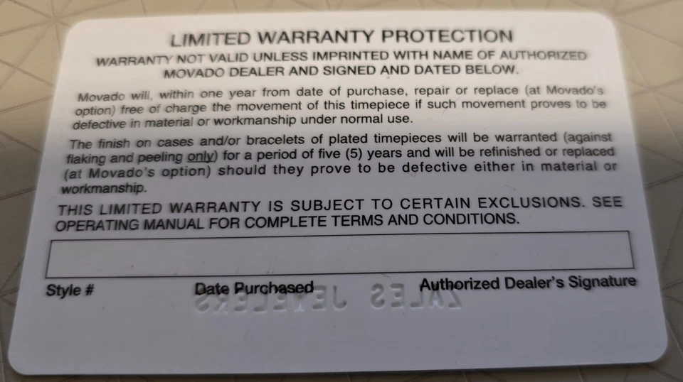 Auténtica caja de reloj vintage MOVADO de cuero sintético negro de 10" TARJETA DE GARANTÍA y manual Foto 4 de 4