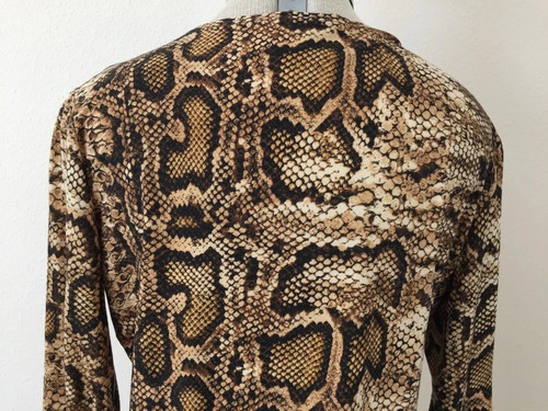 Only Nine stretch top Size L large 3/4 sleeve animal print kimono style USA - Picture 4 of 5