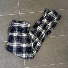 Hollister Men's Pyjama Pants S Regular Navy/White/Grey Plaid Drawstring Pockets
