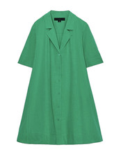 *NWOT* Zara ZW Collection Green Short Sleeve Shirt Dress 100% Cotton Women's L