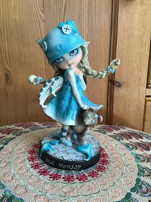 Nemesis Now Blue Monday Figur Elfe Fee mit Teddybär Ornament Figur 6,5''