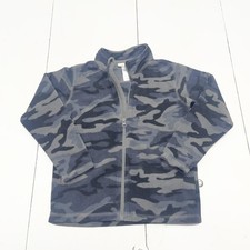 Toughskins Jacket Boys Medium 5/6 Gray Blue Camo Fleece Full Zip Lightweight