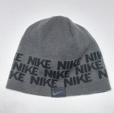Nike One Size 8-20 Boys Gray/Black Knitted Beanie Hat 4K